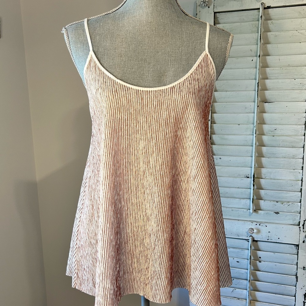 ZARA spaghetti strap swing style camisole striped semi sheer size S